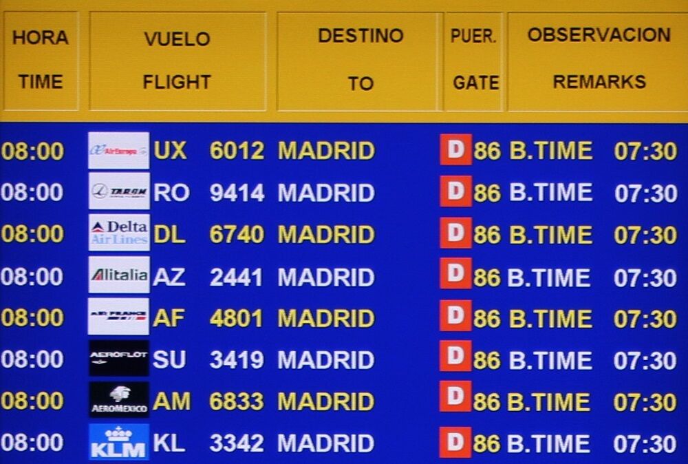 Code-Share-Flug UX6012 von Palma de Mallorca nach Madrid mit sieben weiteren Flugnummern
