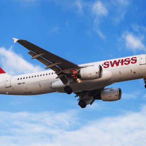 Flugzeug Swiss Air am Himmel