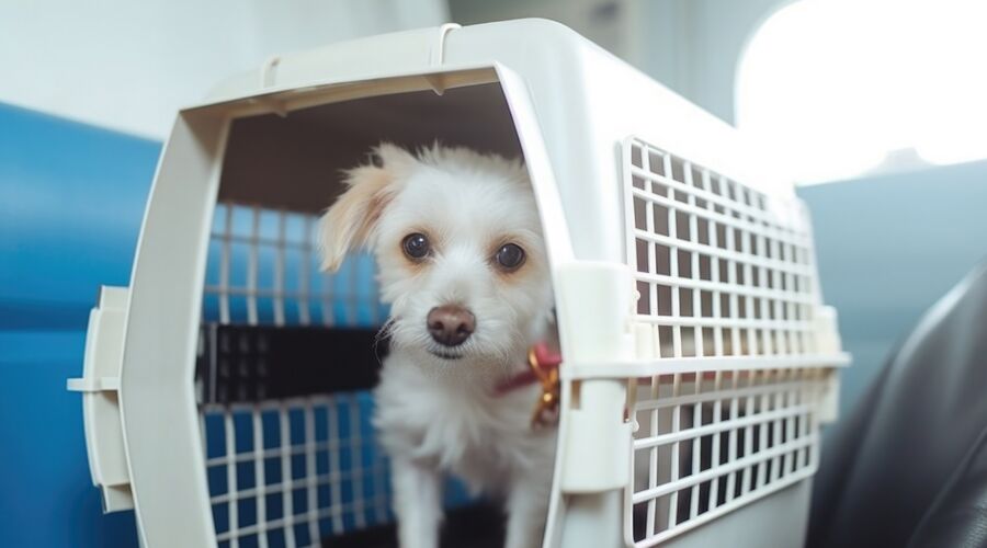 Hund als Reisegepäck im Flugzeug