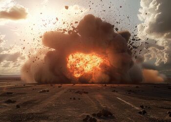 Absturz eines UPS-Frachtflugzeugs am Flughafen Louisville, dichte Rauchwolken steigen auf